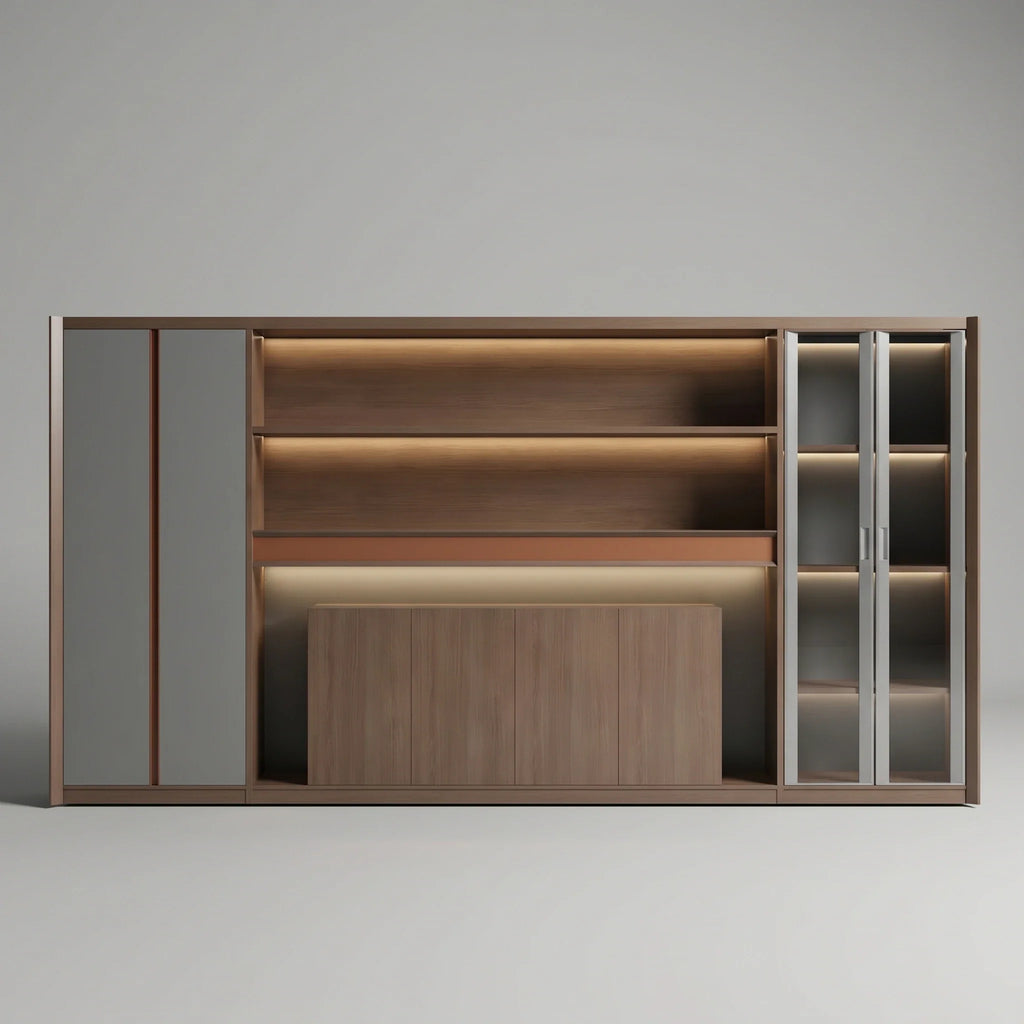 Kaelios · Office Shelves w/ Lighting & Storage