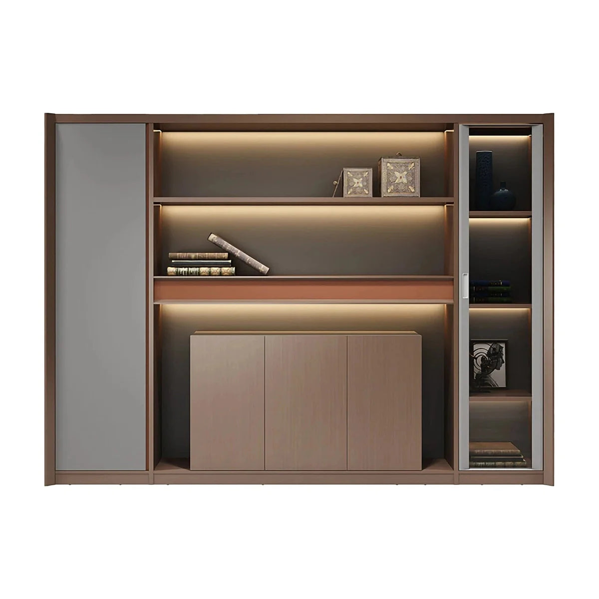 Kaelios · Office Shelves w/ Lighting & Storage