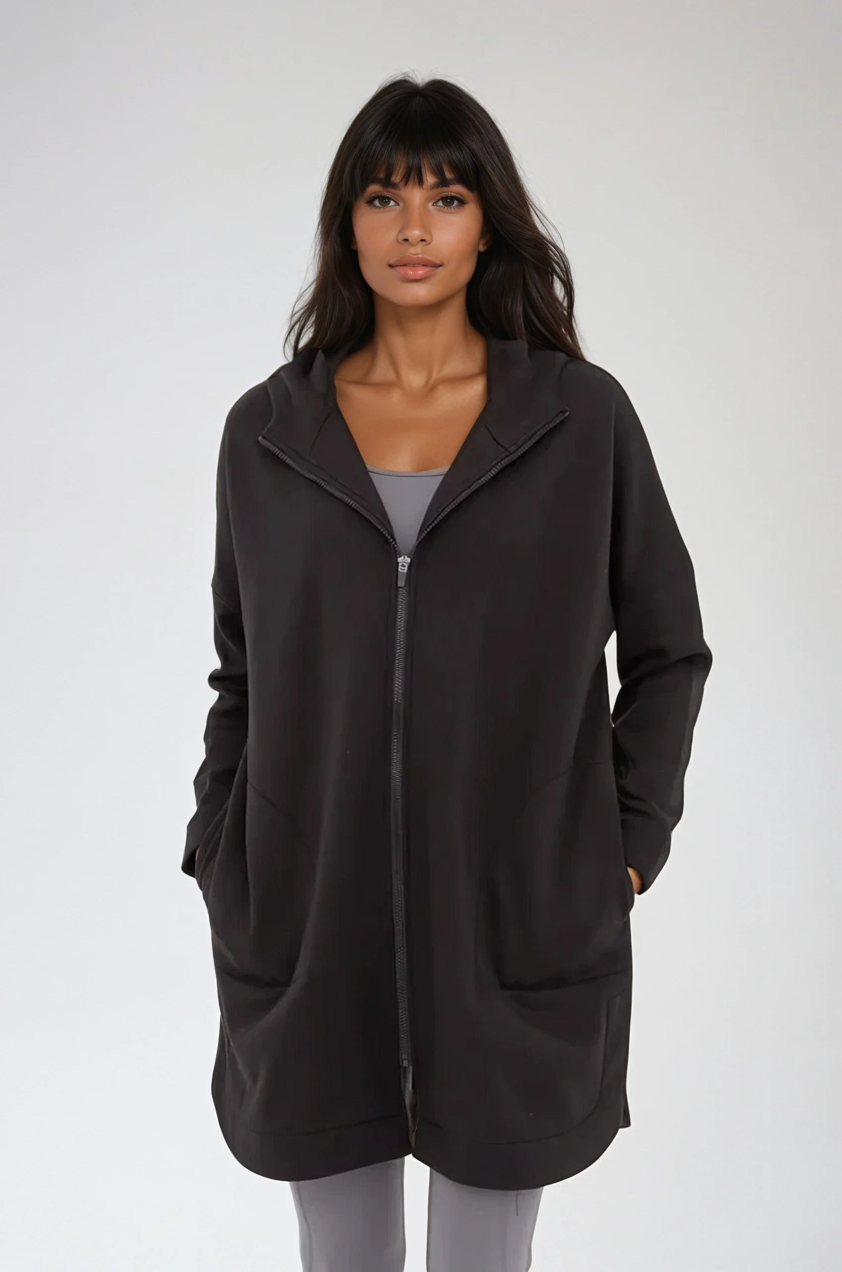 Cozy Comfort  Zip Up Hoodie Jacket  Black