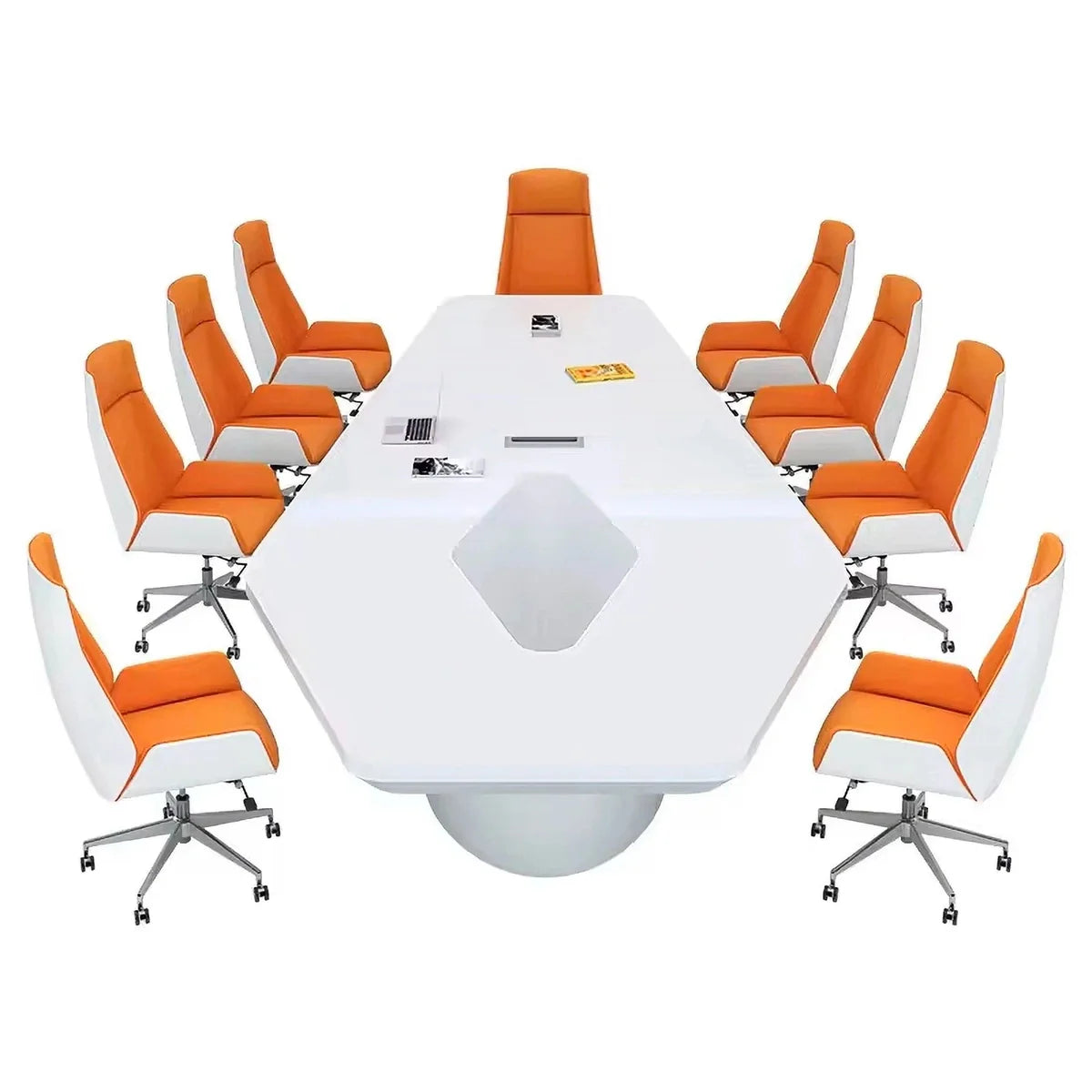 Vertix · White Conference Room Table, Tapered Hexagon