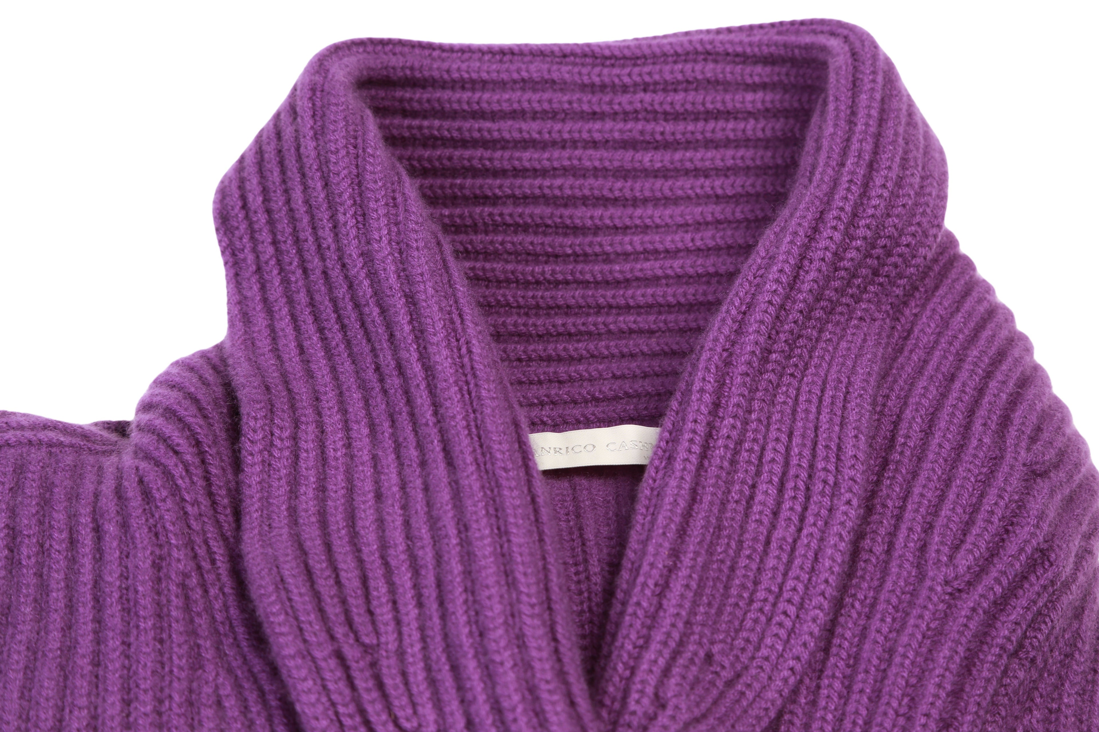 Manrico Purple Cashmere Knit Button Down Cardigan
