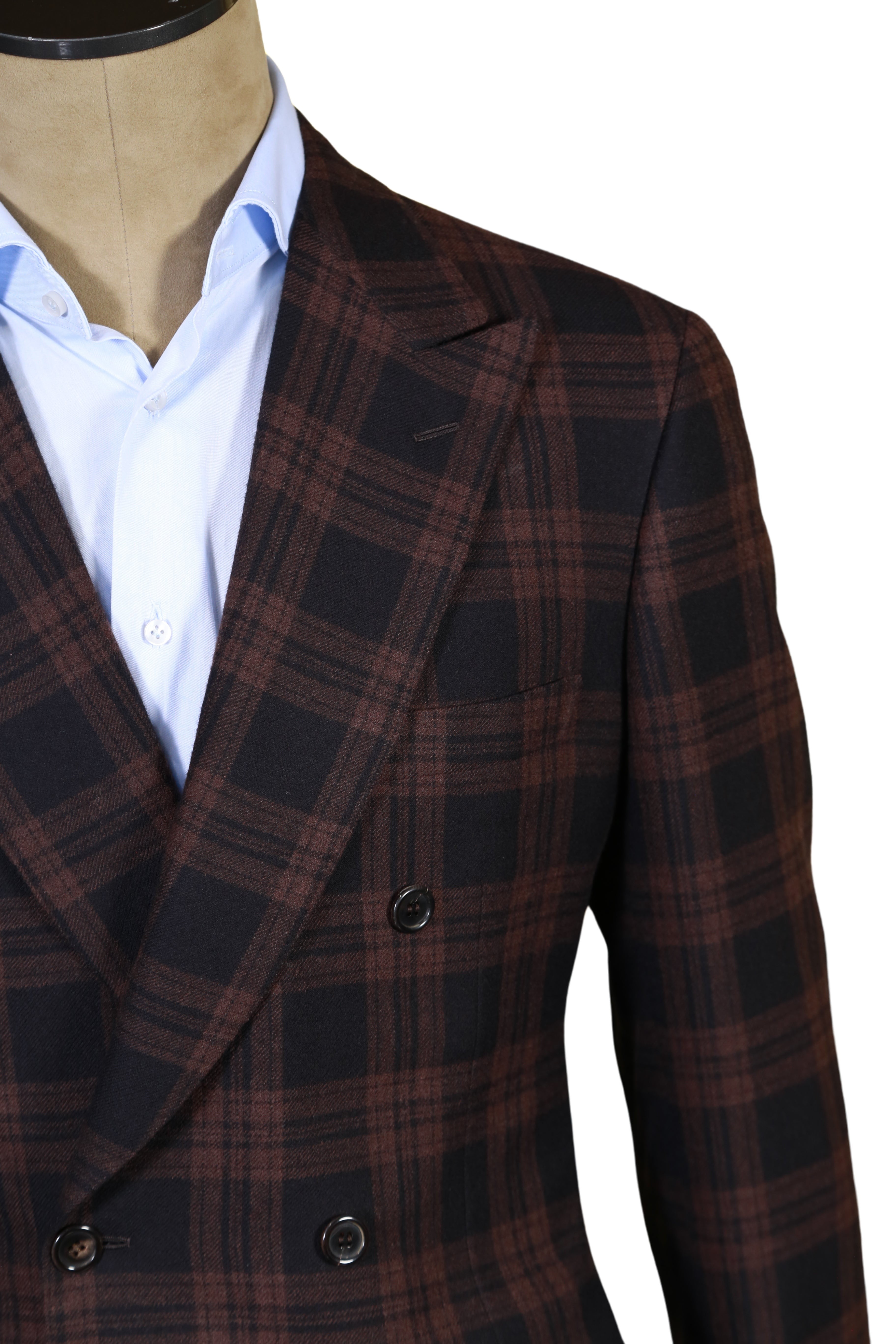 Brioni Plaid Double Breasted Wool Sport Jacket
