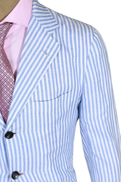 Kiton Striped Cotton-Linen Sport Jacket