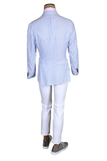 Kiton Striped Cotton-Linen Sport Jacket