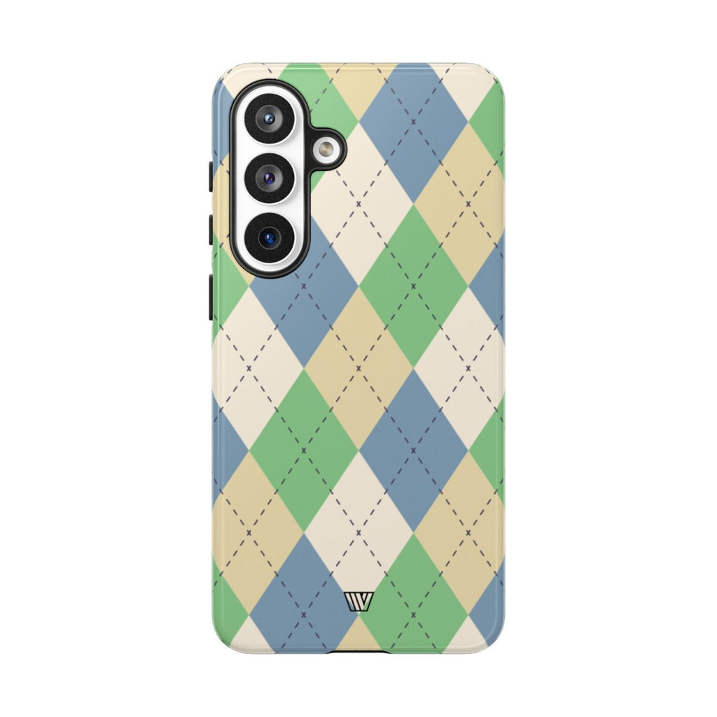 GREEN BLUE BEIGE ARGYLE | Tough Phone Case