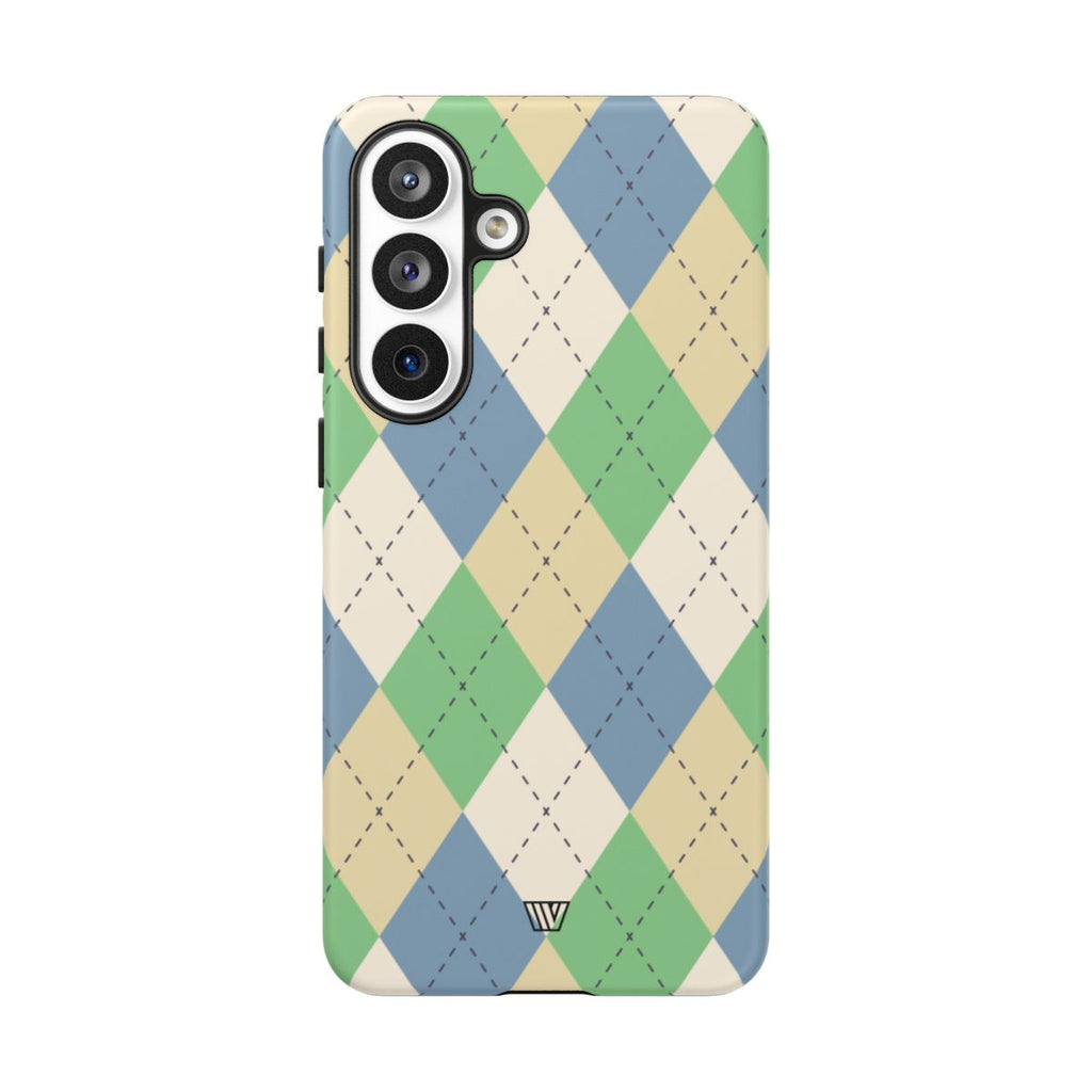 GREEN BLUE BEIGE ARGYLE | Tough Phone Case