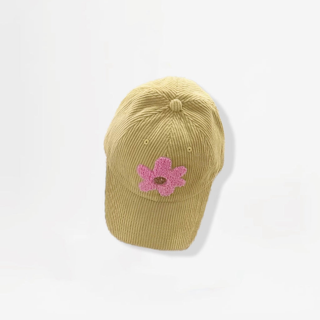 Plush Flower Corduroy Cap