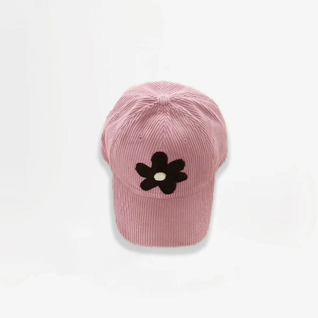 Plush Flower Corduroy Cap