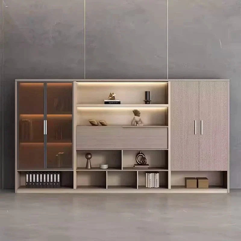 Posh · Modern Office Shelves w/ Lighting & Storage
