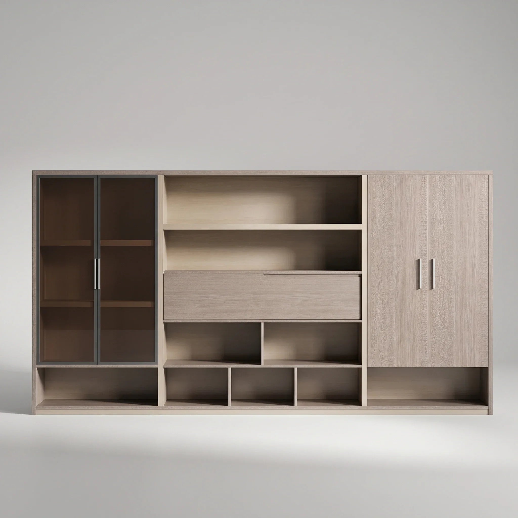 Posh · Modern Office Shelves w/ Lighting & Storage