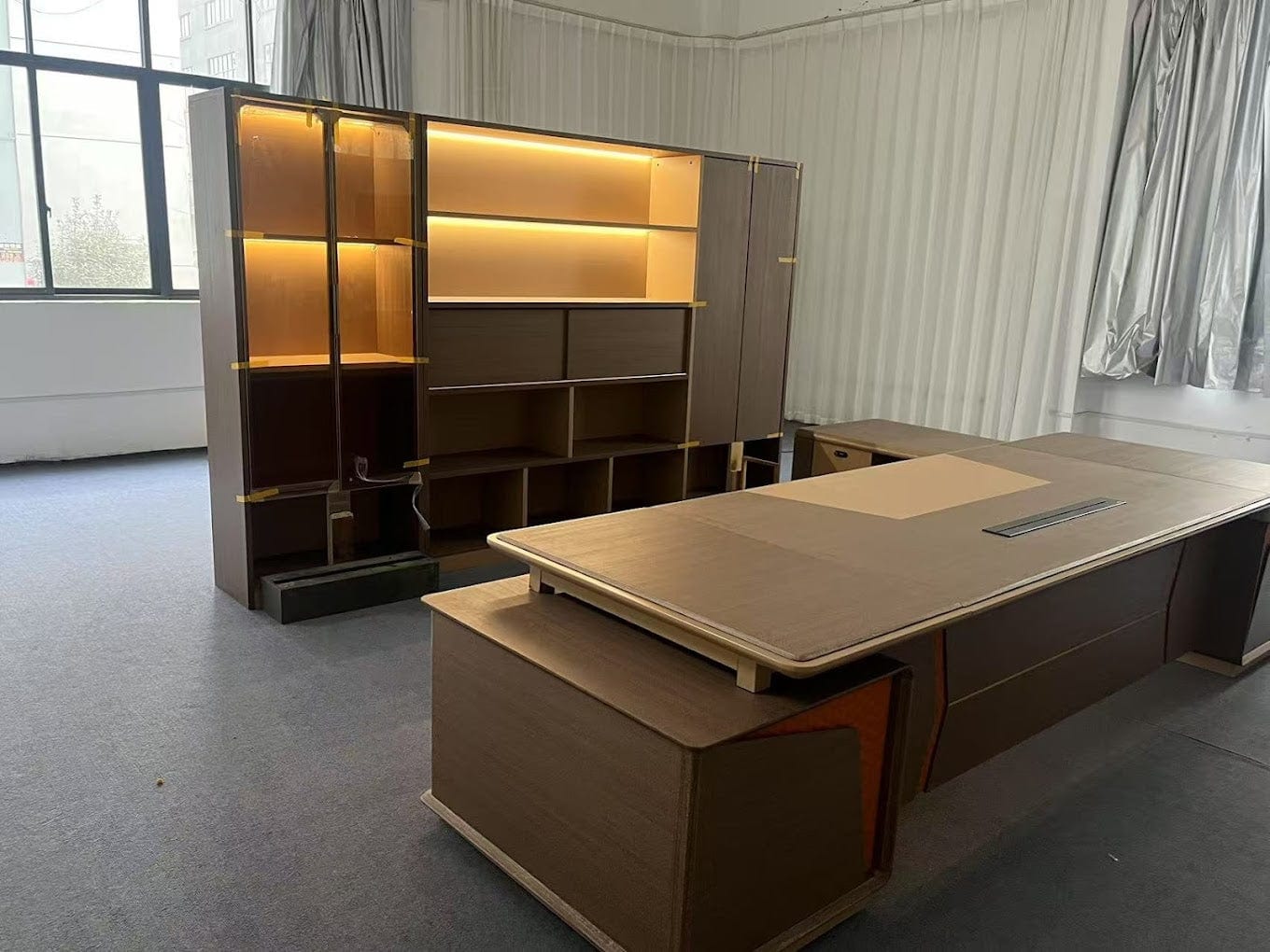 Posh · Modern Office Shelves w/ Lighting & Storage