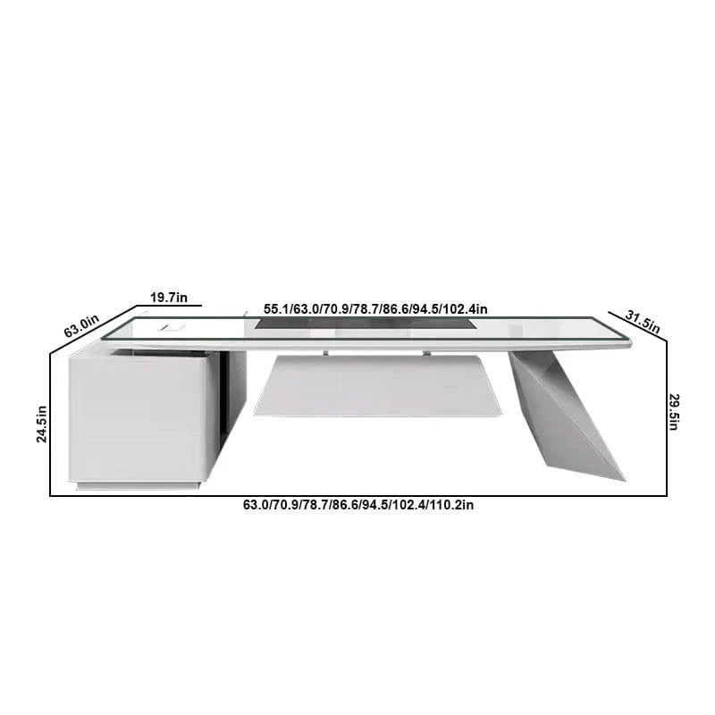 Turing · White L-Shaped Executive Desk