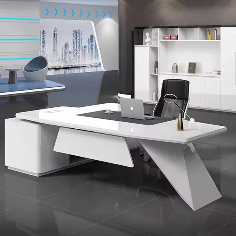 Turing · White L-Shaped Executive Desk