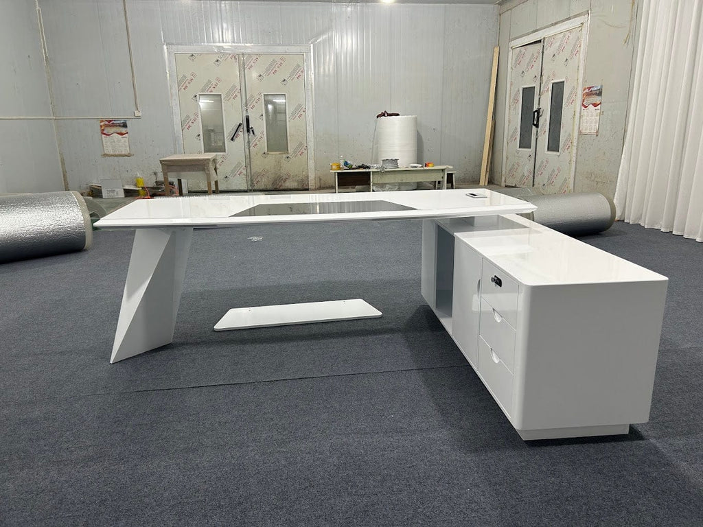 Turing · White L-Shaped Executive Desk