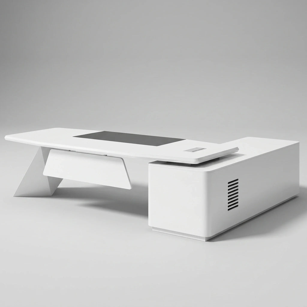 Turing · White L-Shaped Executive Desk
