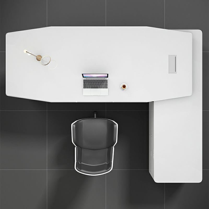 Turing · White L-Shaped Executive Desk