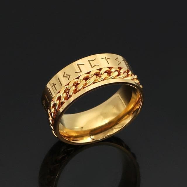 Viking Nordic Runes Solid Stainless Steel Ring