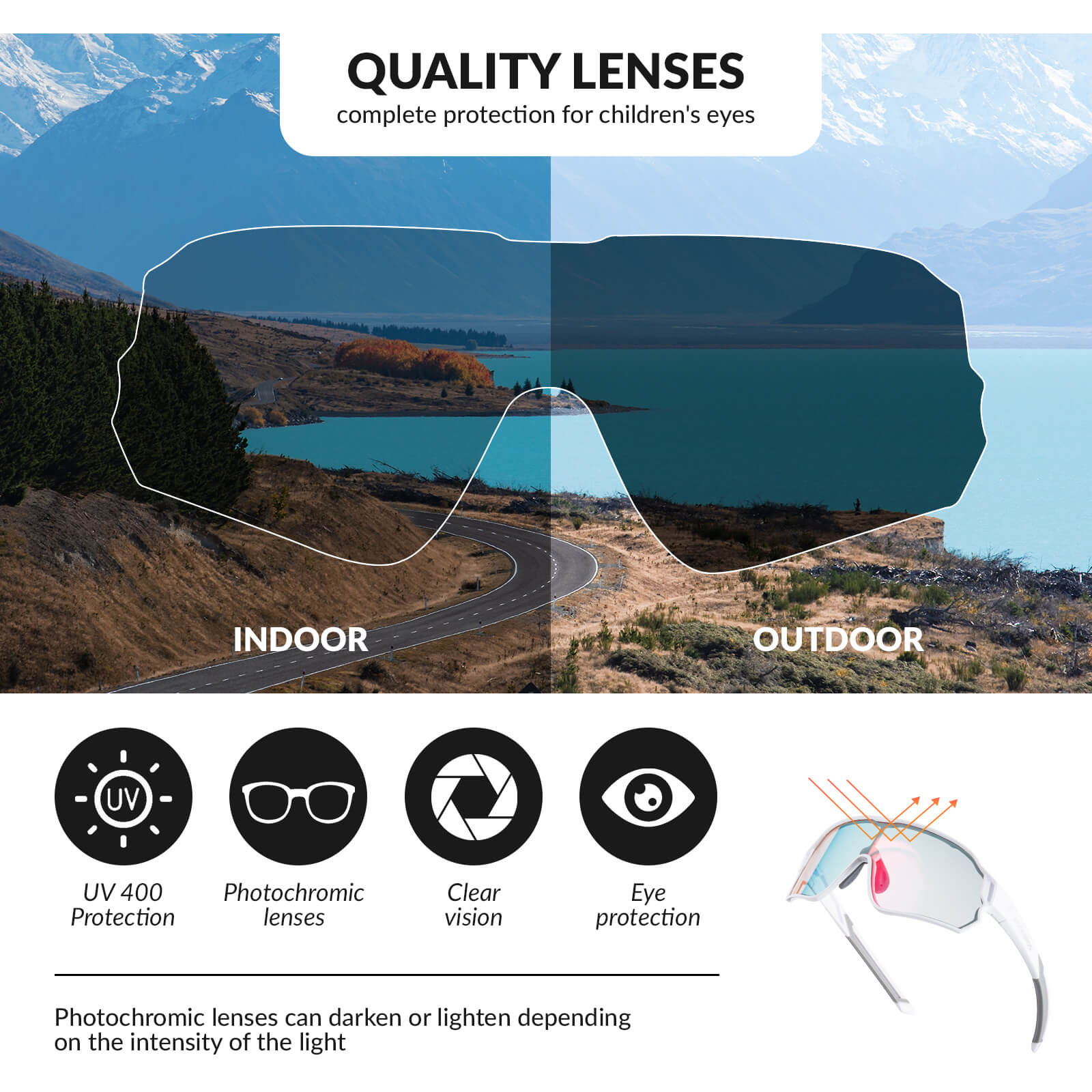 Kids Photochromic Cycling Sunglasses