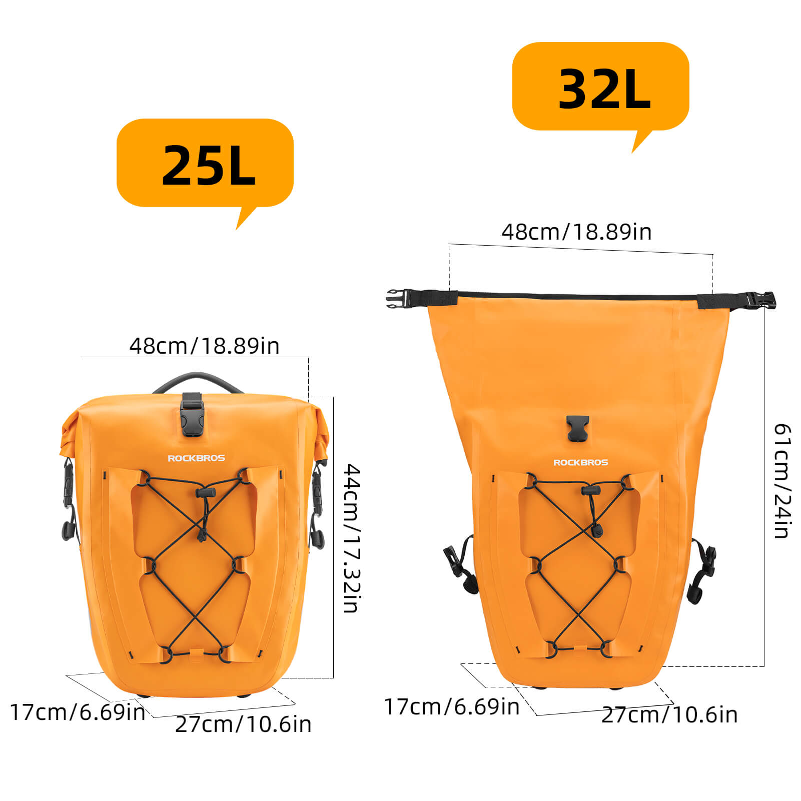 ROCKBROS Fully Waterproof Bike Pannier Large Capacity