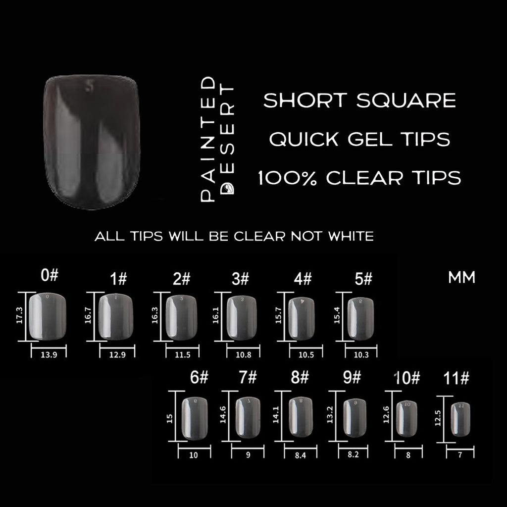 Short Square Quick Gel Tips (xxs shape) - 720pc