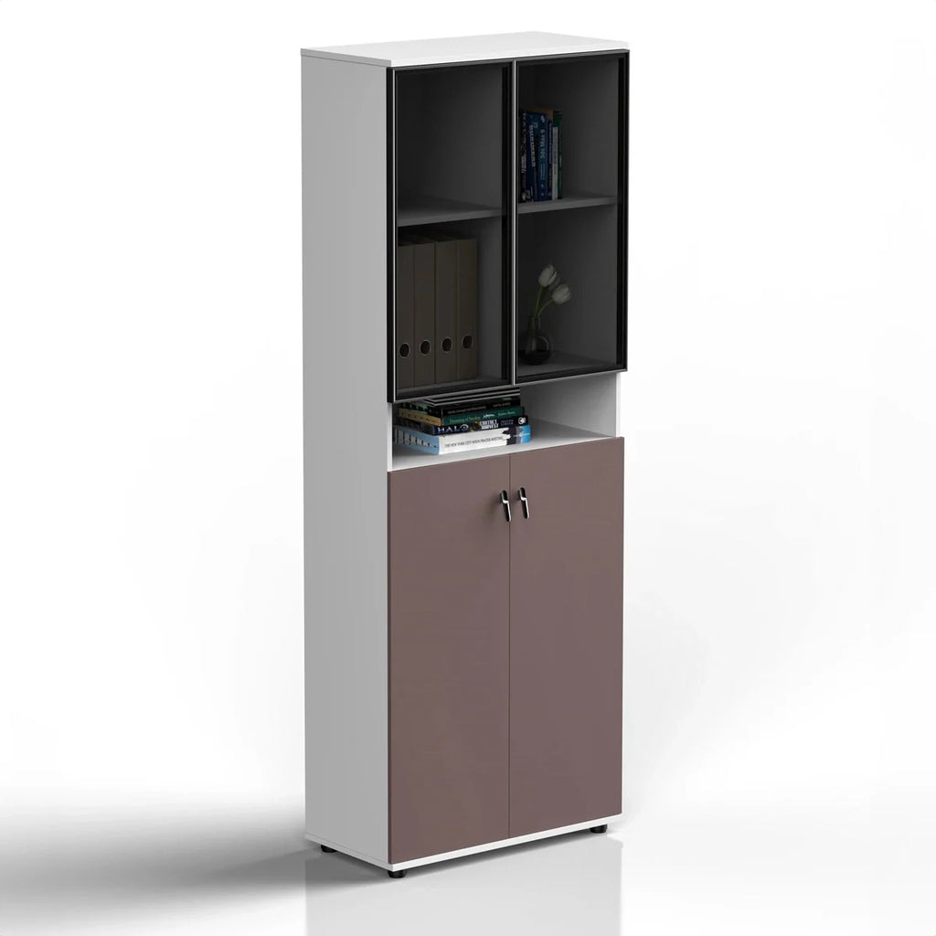 Tosca · Office Cabinet w/ Glass Panel Display Shelves