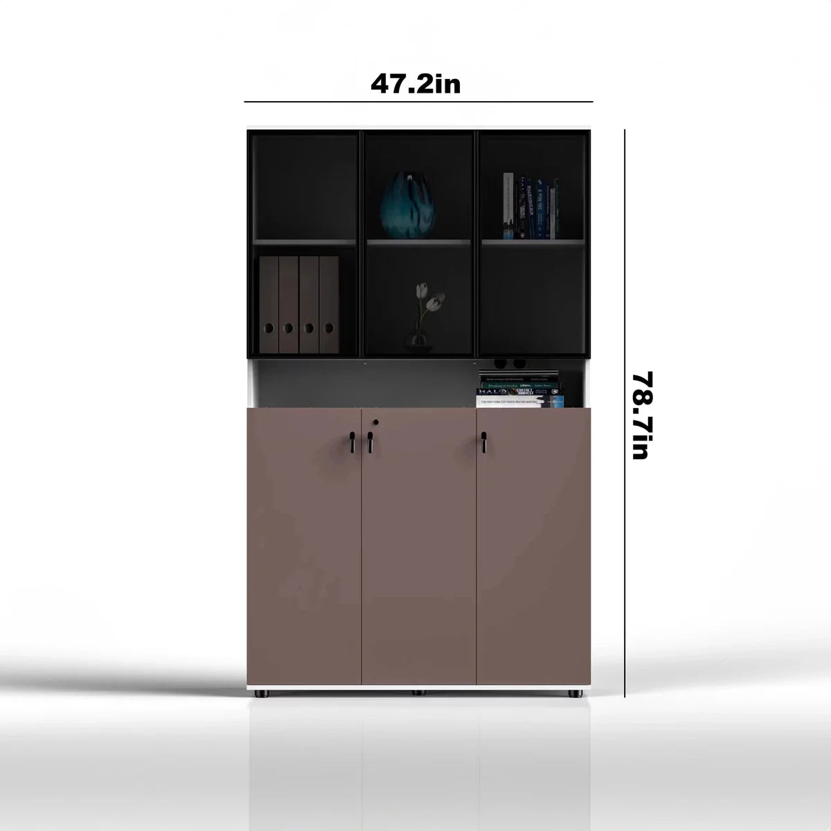 Tosca · Office Cabinet w/ Glass Panel Display Shelves