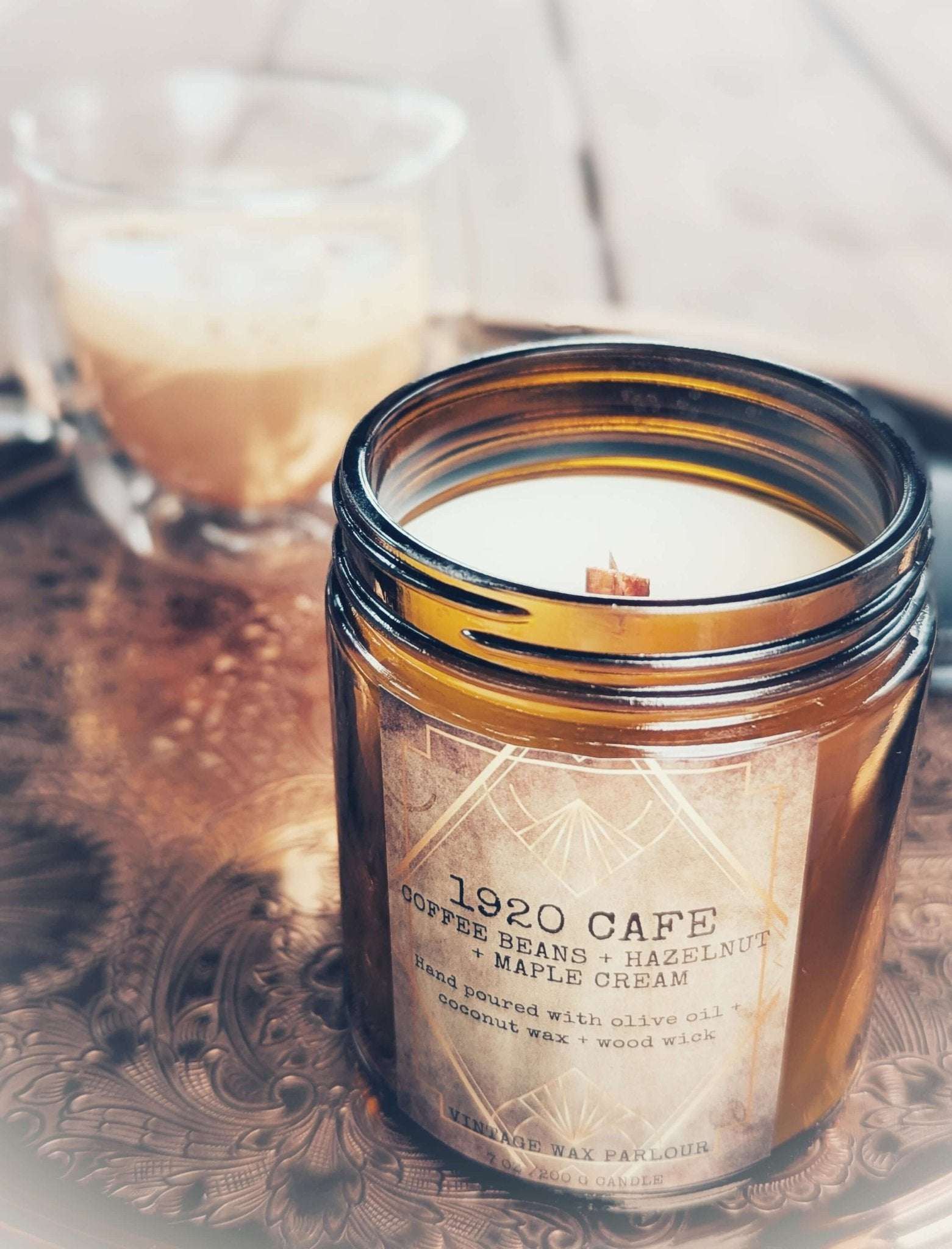 Vintage Wooden Wick Candle – Art Deco 1920s Inspired Scented Candle Gift