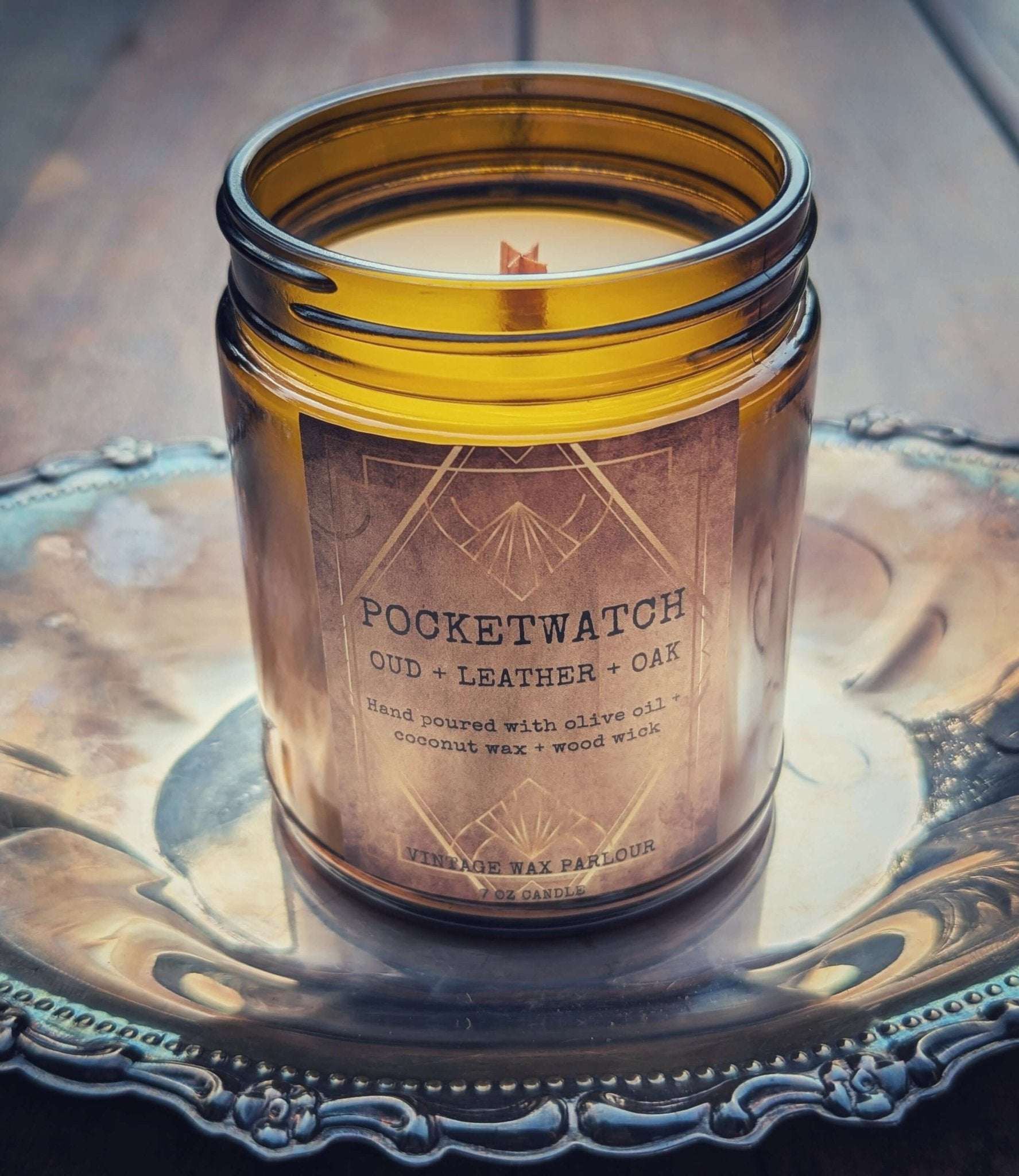 Vintage Wooden Wick Candle – Art Deco 1920s Inspired Scented Candle Gift