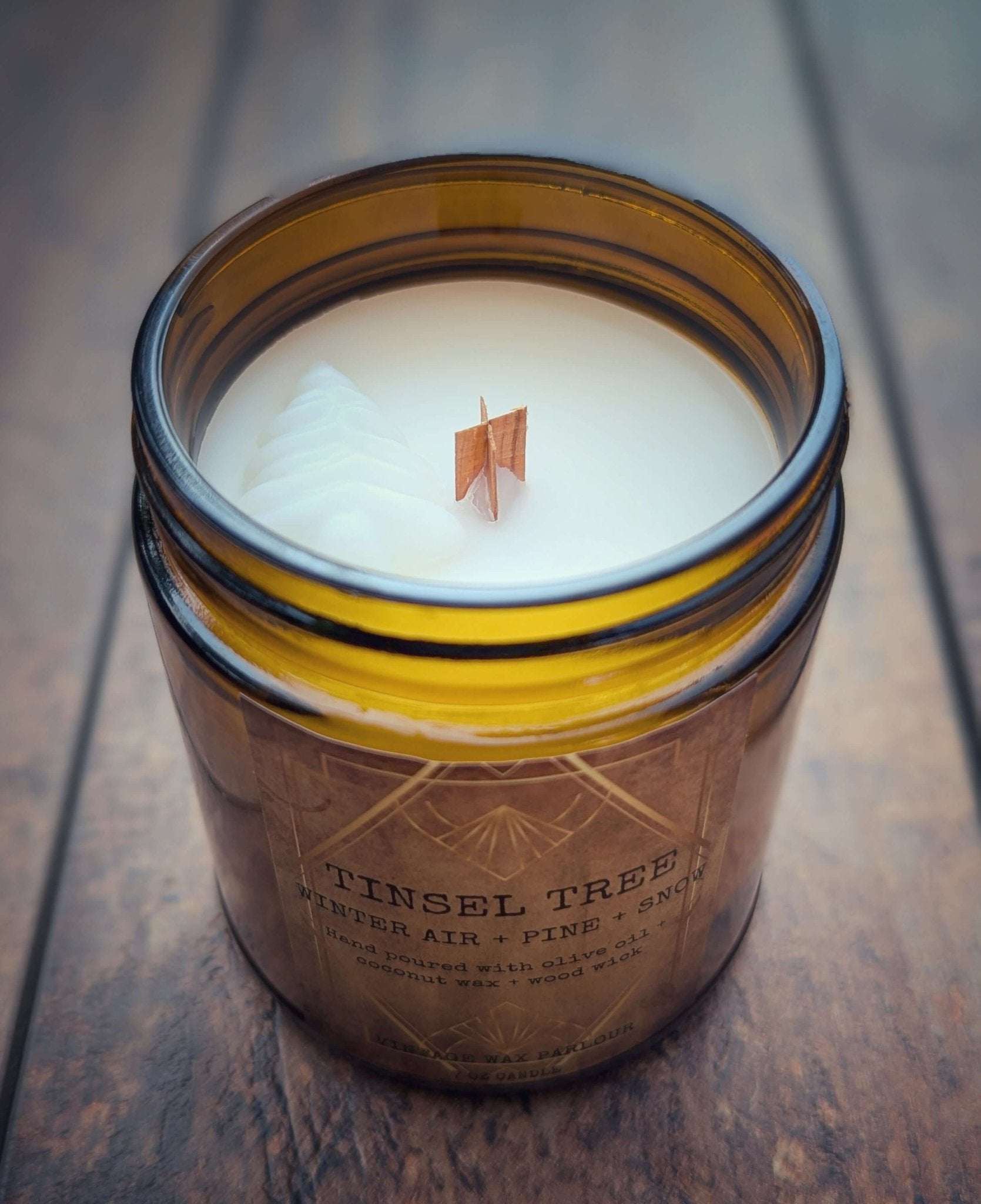 Vintage Wooden Wick Candle – Art Deco 1920s Inspired Scented Candle Gift