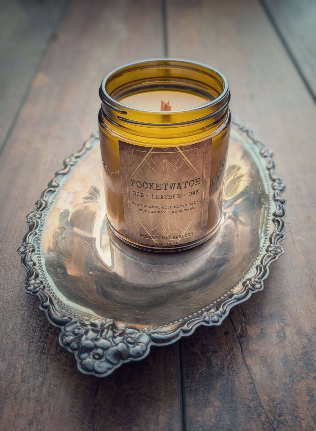 Vintage Wooden Wick Candle – Art Deco 1920s Inspired Scented Candle Gift