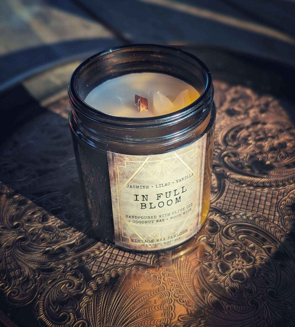 Vintage Wooden Wick Candle – Art Deco 1920s Inspired Scented Candle Gift