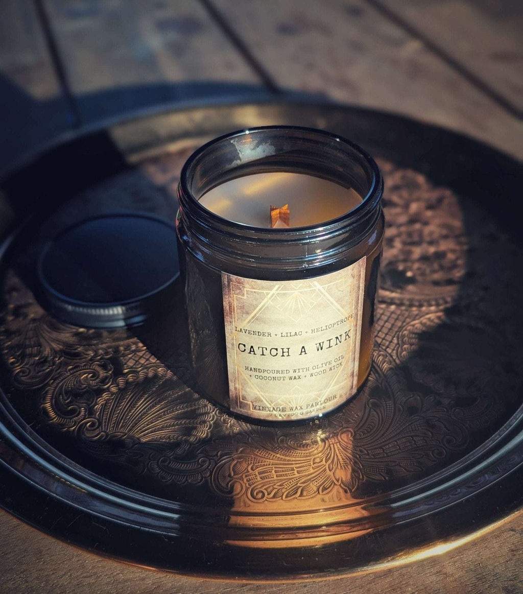 Vintage Wooden Wick Candle – Art Deco 1920s Inspired Scented Candle Gift