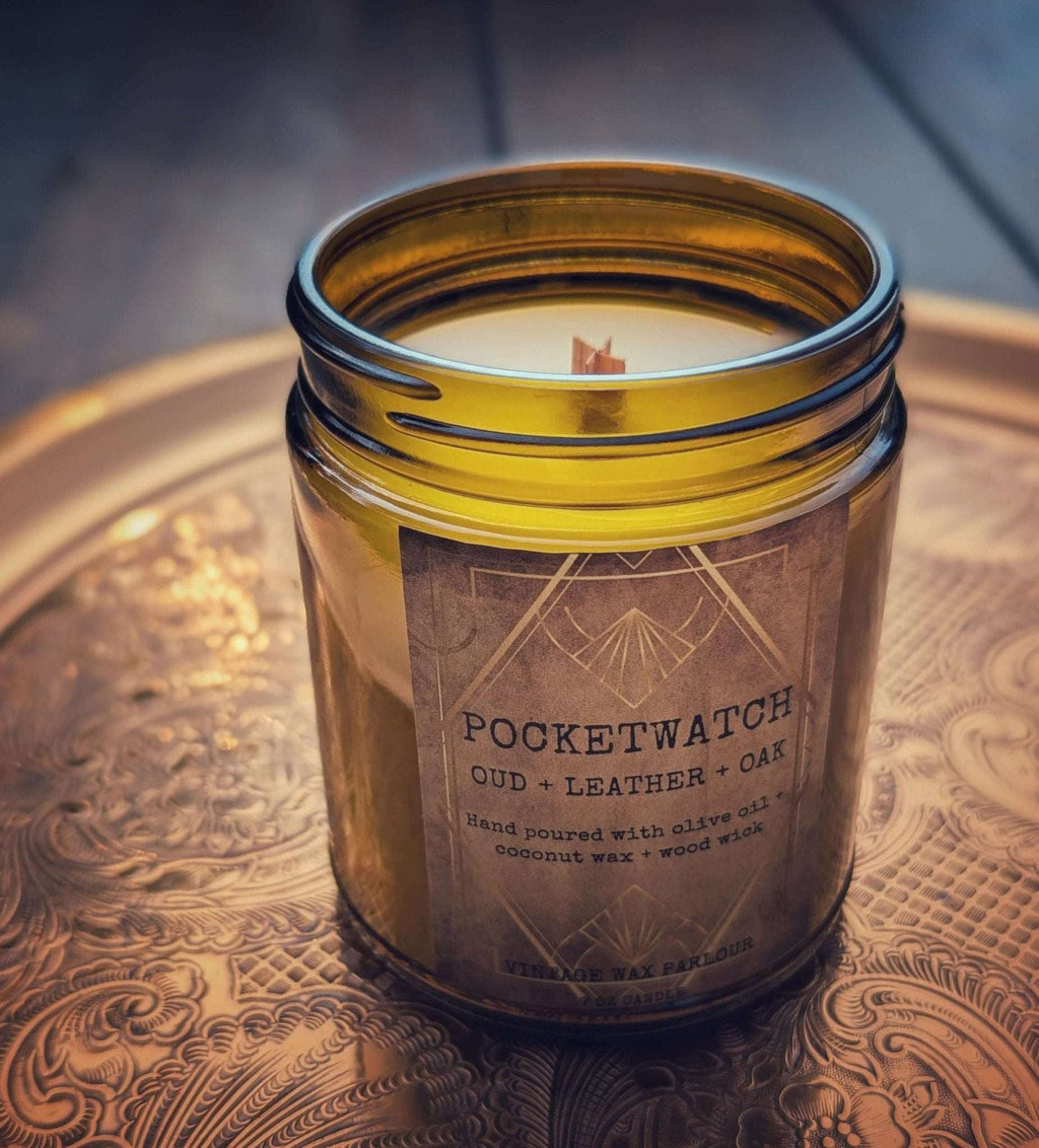 Vintage Wooden Wick Candle – Art Deco 1920s Inspired Scented Candle Gift