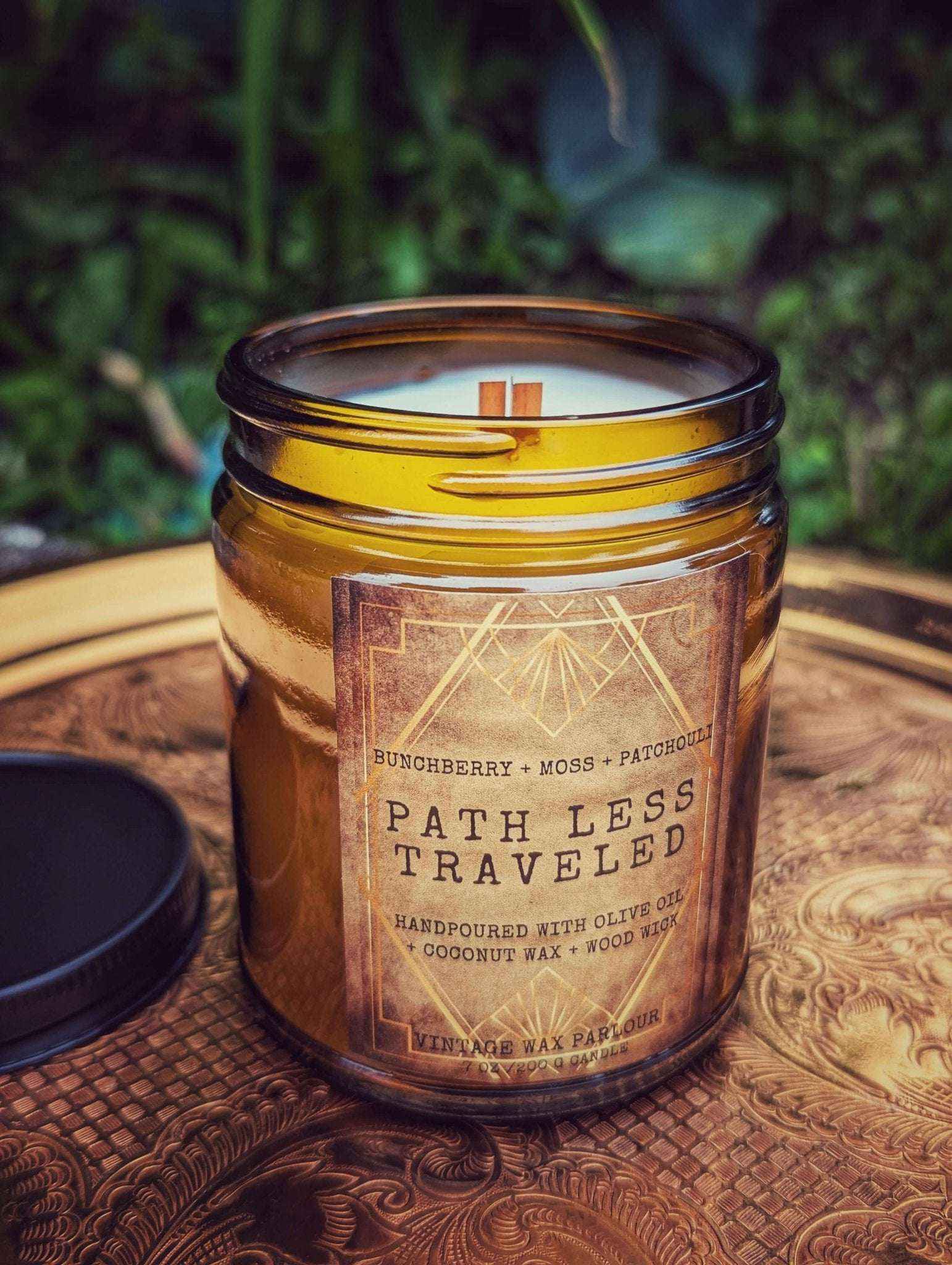 Vintage Wooden Wick Candle – Art Deco 1920s Inspired Scented Candle Gift