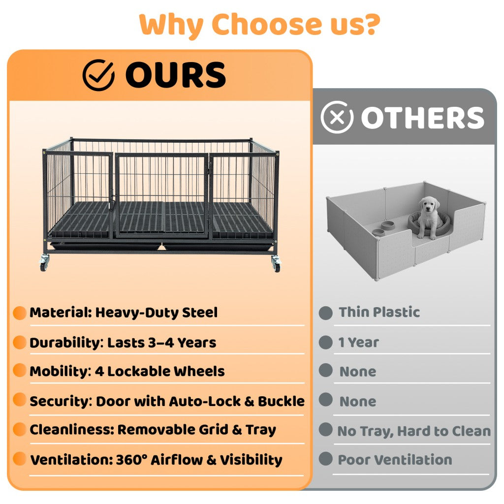42" Stackable Dog Crate 43T+WHLP02